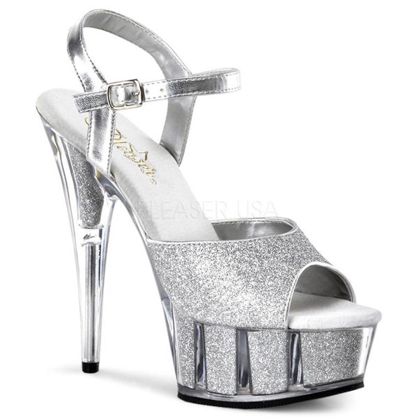 Multi Glitter Plateau Sandalette silber mit Riemchen DELIGHT-609-5G